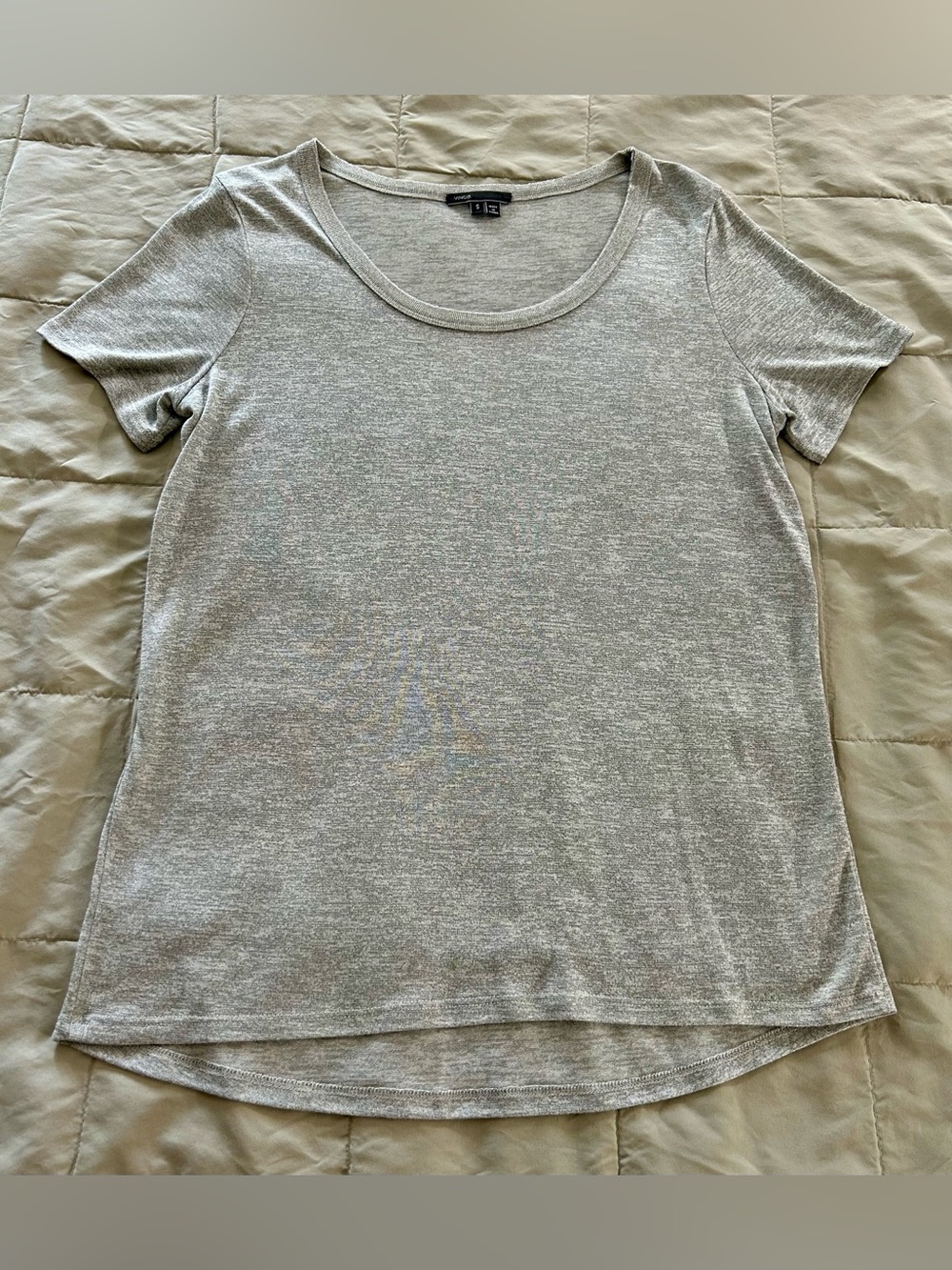 Vince Light Heather Gray Scoop Neck Short Sleeve Tee, Women’s Size Small - Picture 2 of 8